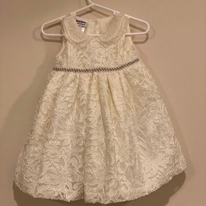 Blueberi Boulevard Cream Lace Dress 12 Months